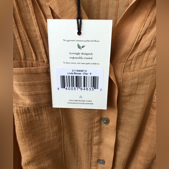 Spell Linda Blouse in Clay Size Small BNWT - Picture 5 of 7
